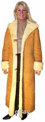 Ladies Full Length Hooded Shearling Coat, size large