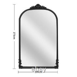 Large 173cm Tall Ornate Black Wooden Frame Full Length Wall Leaner Floor Mirror