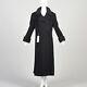 Large 1980s Black Wool Cashmere Coat Fur Trim Full Length Heavy Winter Overcoat