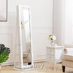 Large 360° Swivel Jewellery Cabinet Standing Jewelry Armoire Full Length Mirror