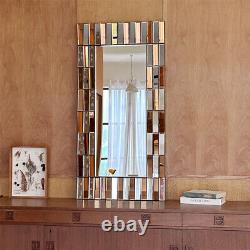 Large 3D Glass Framed Multi Facet Bevelled Wall Mirror Full Length Silver Mirror