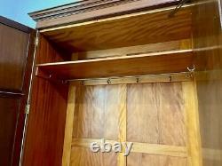 Large Antique Edwardian Wooden Wardrobe with Full Length Mirror