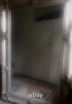 Large, Antique, Full Length Free Standing Mirror In Wood / Silver