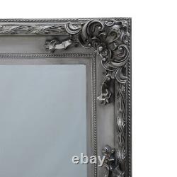 Large Antique Silver Ornate French Floor Leaner Dressing Full Length Wall Mirror