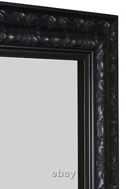 Large Black Mirror Antique Full Length Leaner Wall Bevelled Mirror 186cm x 84cm