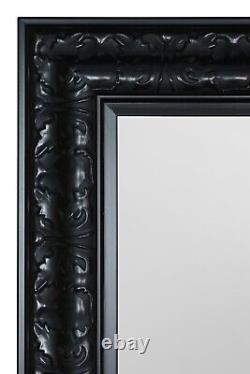 Large Black Mirror Antique Full Length Leaner Wall Bevelled Mirror 186cm x 84cm
