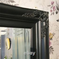 Large Black Mirror Antique Wood Full Length Leaner Bevelled Wall Mirror 166x94cm