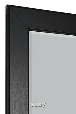 Large Black Mirror Modern Wall Leaner Full Length Bevelled Mirror 200cm x 138cm