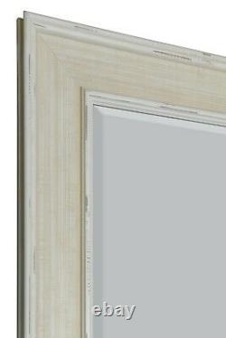 Large Cream Mirror Modern Wall Leaner Full Length Bevelled Mirror 203cm x 142cm