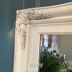 Large Cream Mirror Ornate Gloss Full Length Bevelled Wall Mirror 152x56cm New