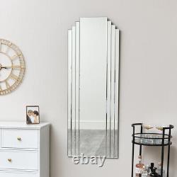 Large Frameless Art Deco Wall Mirror 52cm x 142cm full length tall slim
