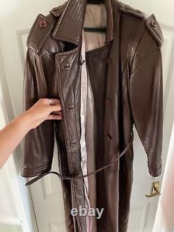 Large Full Length Brown Leather Jacket, Fancy Dress LARP Star War Army Pirate