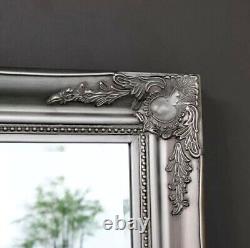 Large Full Length Leaner Ornate Silver Mirror 158x78cm French Wall Floor