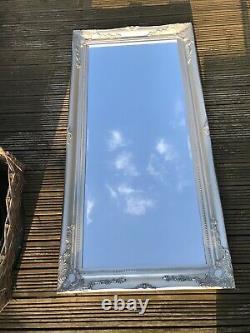 Large Full Length Leaner Ornate Silver Mirror 158x78cm French Wall Floor