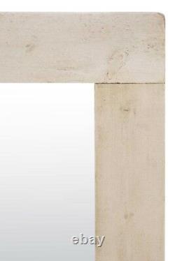 Large Full Length Leaner White Solid Wood Wall Mirror 7Ft X 5Ft 213cm X 152cm