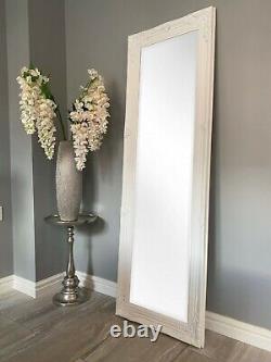 Large Full Length Leaning Mirror 142cm X 47cm White Vintage Traditional Bedroom