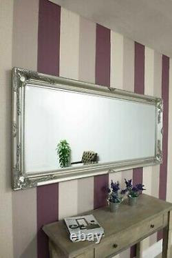 Large Full Length Mirror Antique Silver Ornate Leaner Wall Mirror 157cm x 68cm