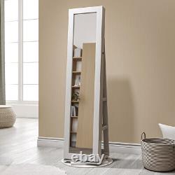 Large Full Length Mirror Cabinet Rotating Makeup Jewellery Lockable Case Storage