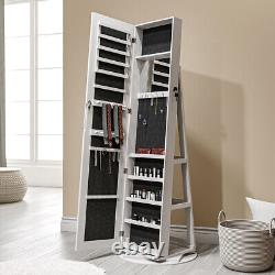 Large Full Length Mirror Cabinet Rotating Makeup Jewellery Lockable Case Storage