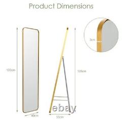 Large Full Length Mirror Gold Steel Frame Dressing Floor Mirror Standing/Hanging