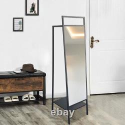 Large Full Length Mirror with Storage Rack Floor Standing Dressing Makeup Mirror