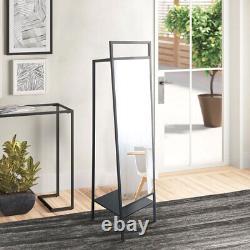 Large Full Length Mirror with Storage Rack Floor Standing Dressing Makeup Mirror