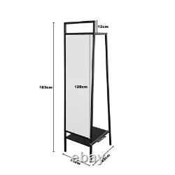 Large Full Length Mirror with Storage Rack Floor Standing Dressing Makeup Mirror