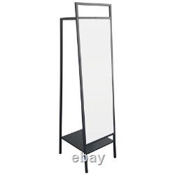 Large Full Length Mirror with Storage Rack Floor Standing Dressing Makeup Mirror