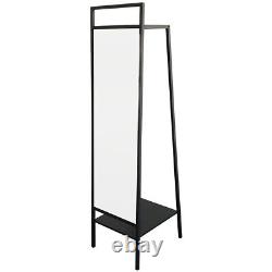 Large Full Length Mirror with Storage Rack Floor Standing Dressing Makeup Mirror