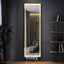 Large Full Length Wall Mirror With LED Lights Floor Standing Modern Furniture
