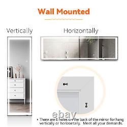 Large Full Length Wall Mirror With LED Lights Floor Standing Modern Furniture