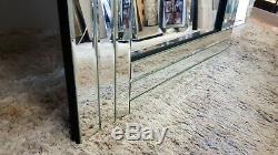 Large Glass Silver Bevelled Wall Mirror Leaner Art Deco Full Length 180x70cm