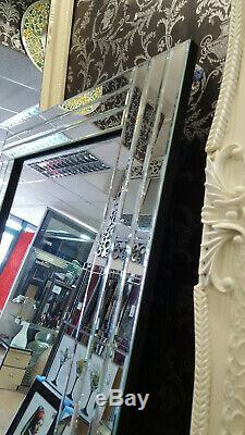 Large Glass Silver Bevelled Wall Mirror Leaner Art Deco Full Length 180x70cm