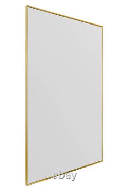 Large Gold Edged Aluminium Wall Leaner Mirror 68X33 174x85cm MirrorOutlet