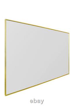 Large Gold Edged Aluminium Wall Leaner Mirror 68X33 174x85cm MirrorOutlet