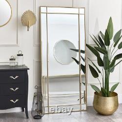 Large Gold Framed Art Deco Wall Leaner Mirror full length tall slim rectangle