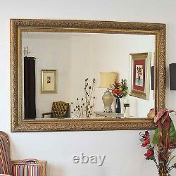 Large Gold Mirror Antique Wall Leaner Full Length Bevelled Mirror 178cm x 117cm