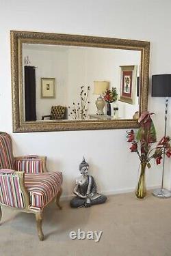 Large Gold Mirror Antique Wall Leaner Full Length Bevelled Mirror 178cm x 117cm