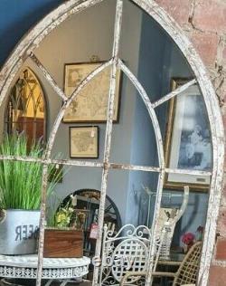 Large Gothic Arched Full length Mirror Cream Grey