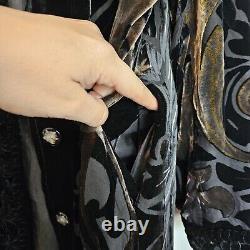 Large Jinjiao Full Length Floral Filigree Velvet Coat With Hidden Breast Pocket