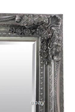 Large Louis Silver Antique Full Length Leaner Floor Wall Mirror 185cm x 123cm