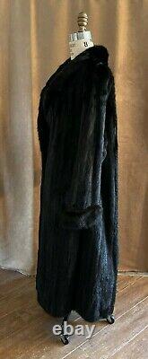 Large Mink Fur Coat Dittrich Rich Furs Ranch Women Full Length black vintage XL