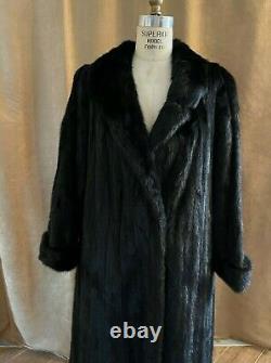 Large Mink Fur Coat Dittrich Rich Furs Ranch Women Full Length black vintage XL