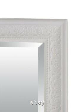 Large Mirror Antique Design Full Length White Wall 5ft3 x 2ft5 163cm x 73cm New