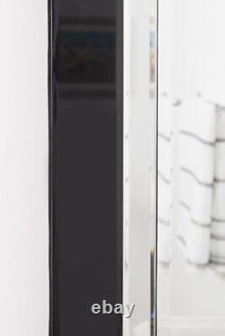 Large Mirror Black Silver Bevelled Art Deco Bathroom Wall 120cm X 40cm