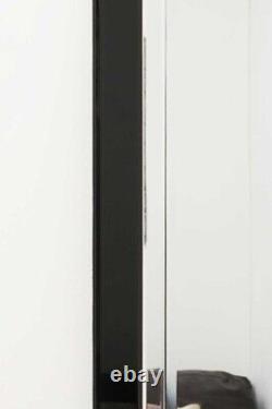 Large Mirror Black Silver Bevelled Art Deco Bathroom Wall 120cm X 40cm