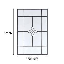 Large Mirror Full Length Black Metal Wall Mounted/Freestanding Contemporary 1.2m