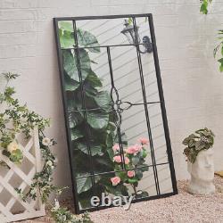 Large Mirror Full Length Black Metal Wall Mounted/Freestanding Contemporary 1.2m
