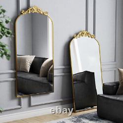 Large Mirror Full Length Gold Black Antique Style Wall Leaning Mirror Floral NEW