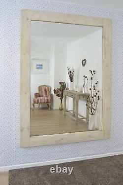 Large Mirror Full Length White Solid Wood Wall 6ft10 x 4ft10 209cm x 149cm
